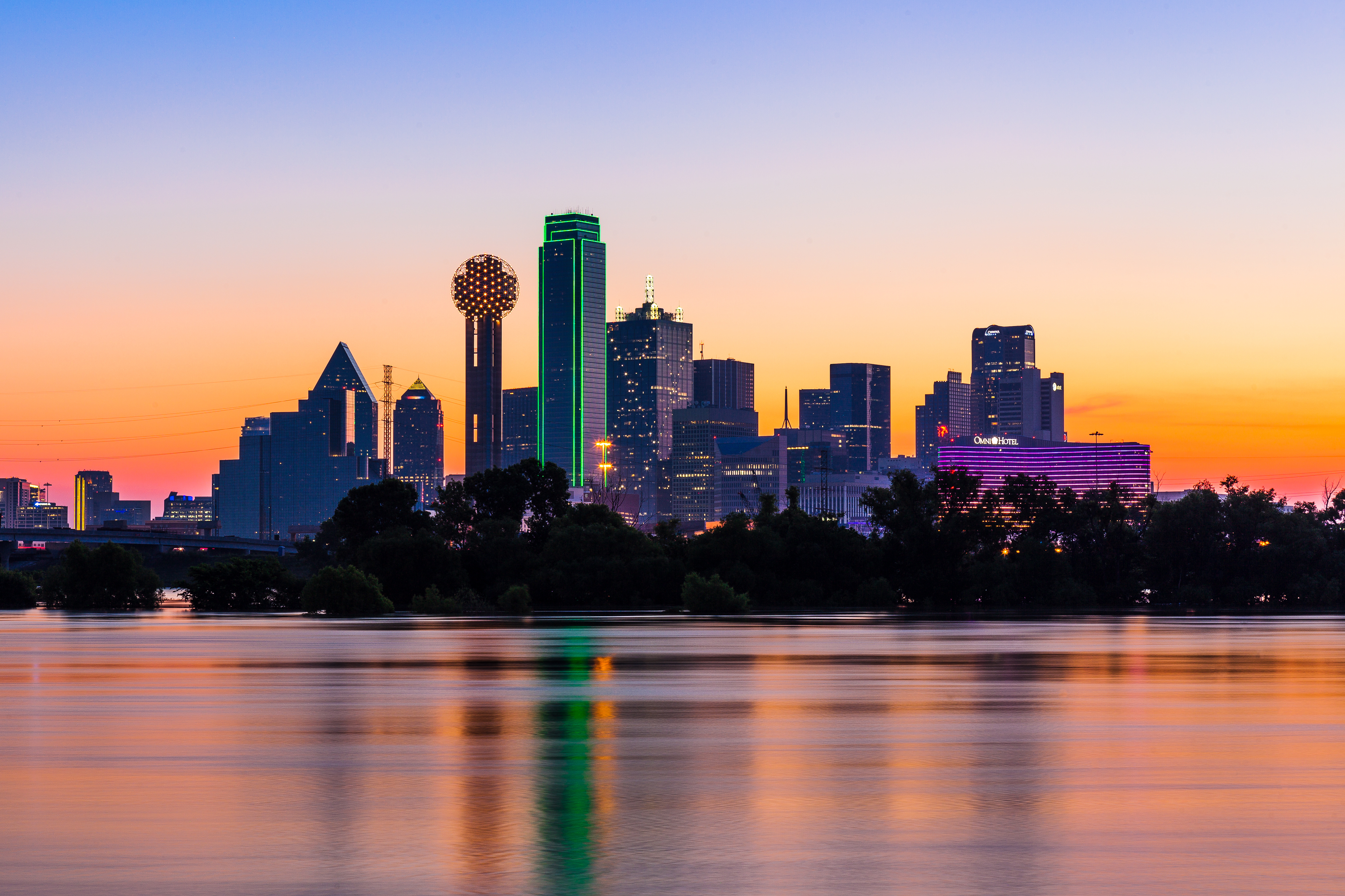 Dallas skyline at sunset